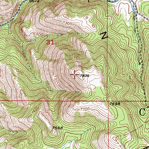 Topographic Map of Aspen Range, ID