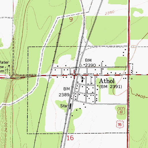 Topographic Map of Athol, ID