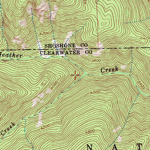 Topographic Map of Avalanche Creek, ID