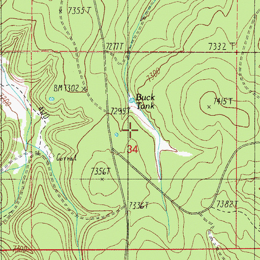 Topographic Map of Buck Tank, AZ