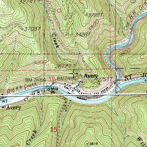 Topographic Map of Avery Creek, ID