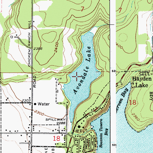 Topographic Map of Avondale Lake, ID