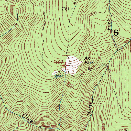 Topographic Map of Ax Park, ID