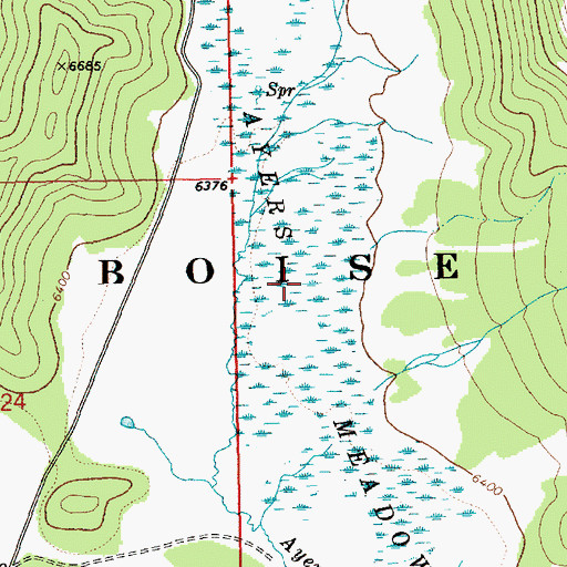 Topographic Map of Ayers Meadows, ID