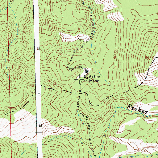 Topographic Map of Aztec Mine, ID