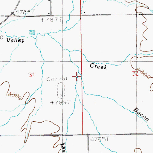 Topographic Map of Bacon Creek, ID
