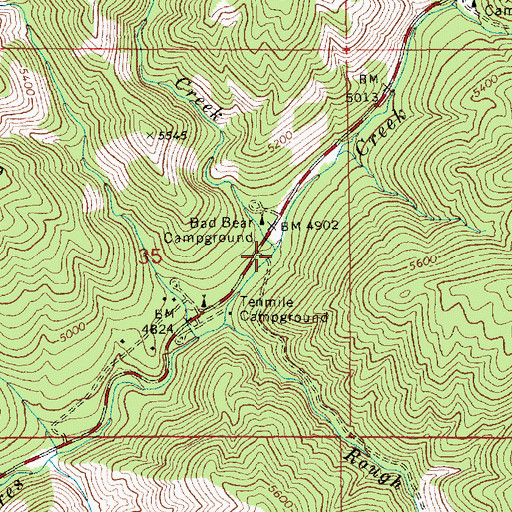 Topographic Map of Bad Bear Creek, ID