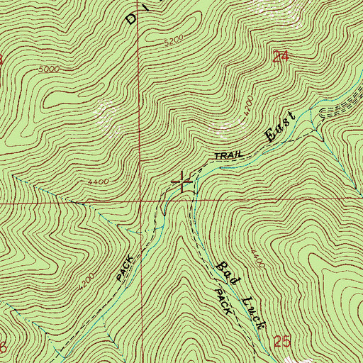 Topographic Map of Bad Luck Creek, ID