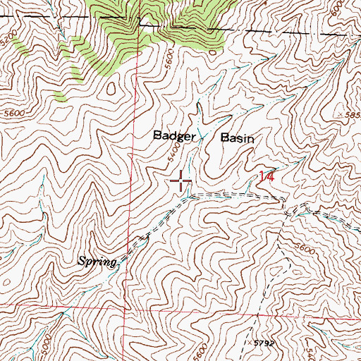 Topographic Map of Badger Basin, ID