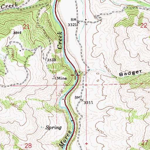 Topographic Map of Badger Gulch, ID