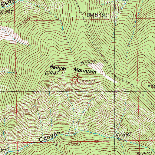 Topographic Map of Badger Mountain, ID