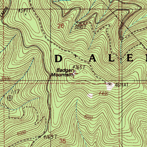 Topographic Map of Badger Mountain, ID