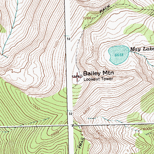Topographic Map of Bailey Mountain, ID