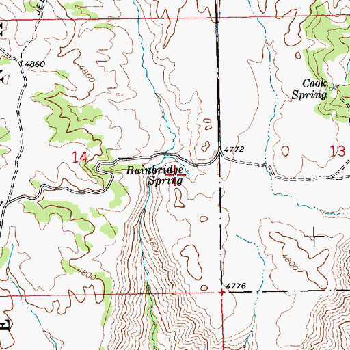 Topographic Map of Bainbridge Spring, ID