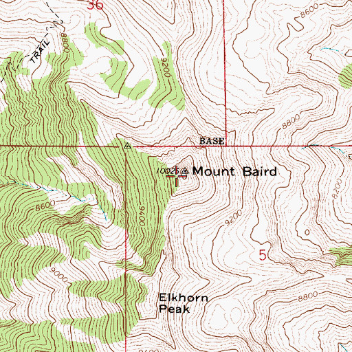 Topographic Map of Mount Baird, ID