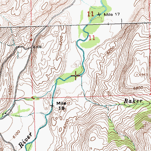 Topographic Map of Baker Creek, ID