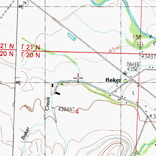 Topographic Map of Baker Creek, ID