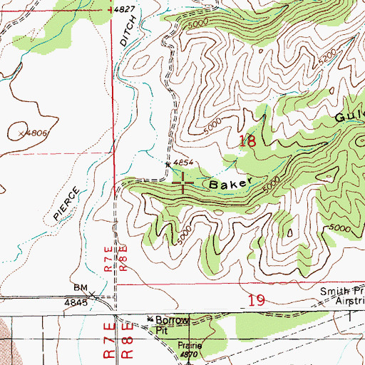 Topographic Map of Baker Gulch, ID