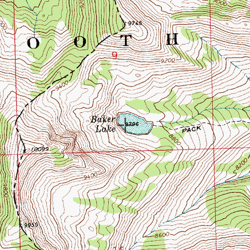 Topographic Map of Baker Lake, ID