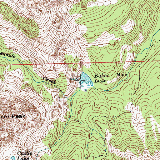 Topographic Map of Baker Lake, ID