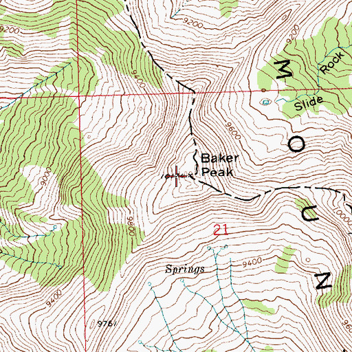 Topographic Map of Baker Peak, ID