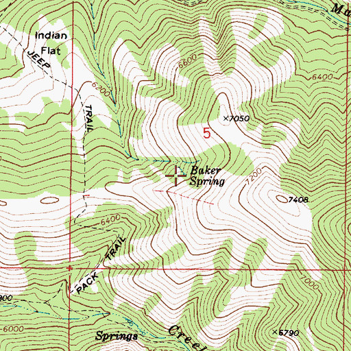 Topographic Map of Baker Spring, ID