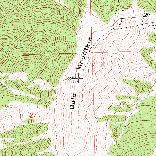 Topographic Map of Bald Mountain, ID