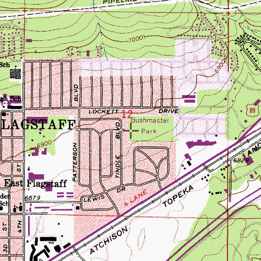 Topographic Map of Bushmaster Park, AZ