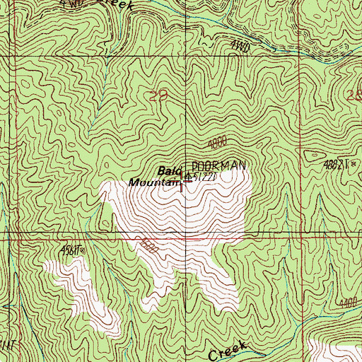 Topographic Map of Bald Mountain, ID