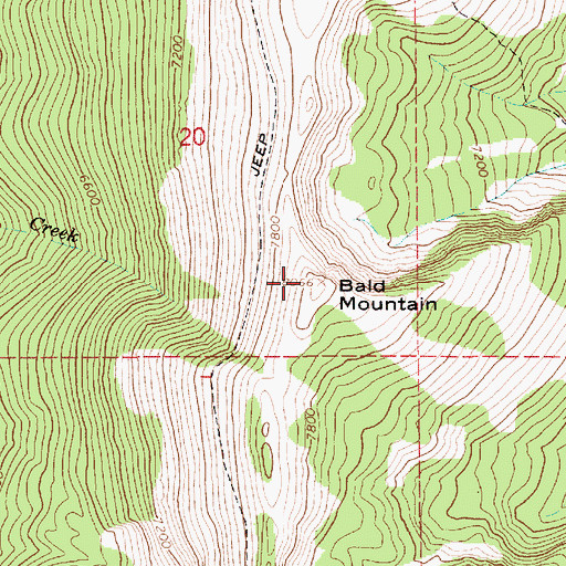 Topographic Map of Bald Mountain, ID