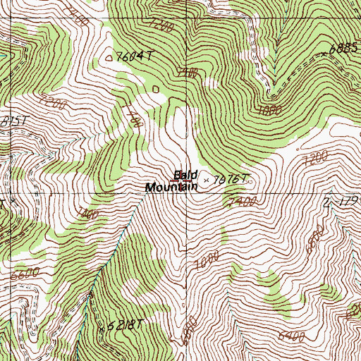 Topographic Map of Bald Mountain, ID