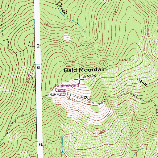 Topographic Map of Bald Mountain, ID