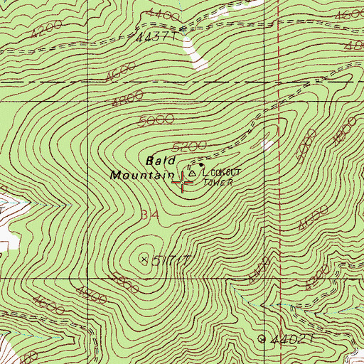 Topographic Map of Bald Mountain, ID