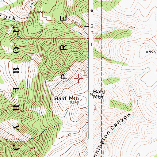 Topographic Map of Bald Mountain, ID