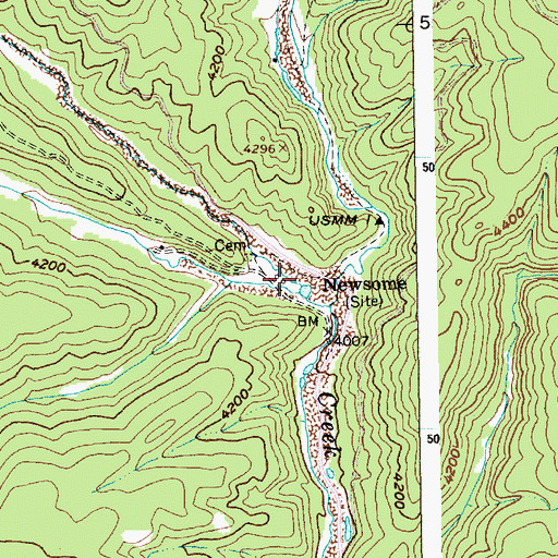 Topographic Map of Baldy Creek, ID