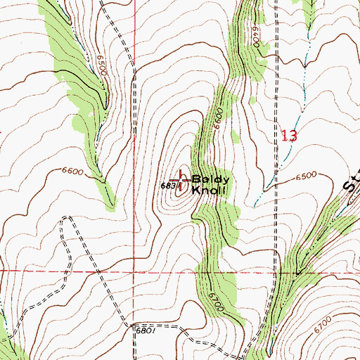 Topographic Map of Baldy Knoll, ID