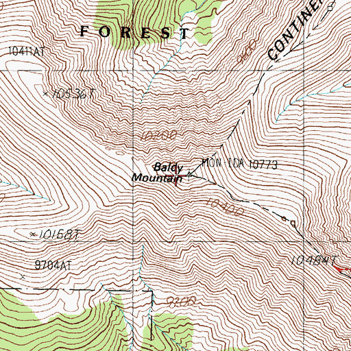 Topographic Map of Baldy Mountain, ID