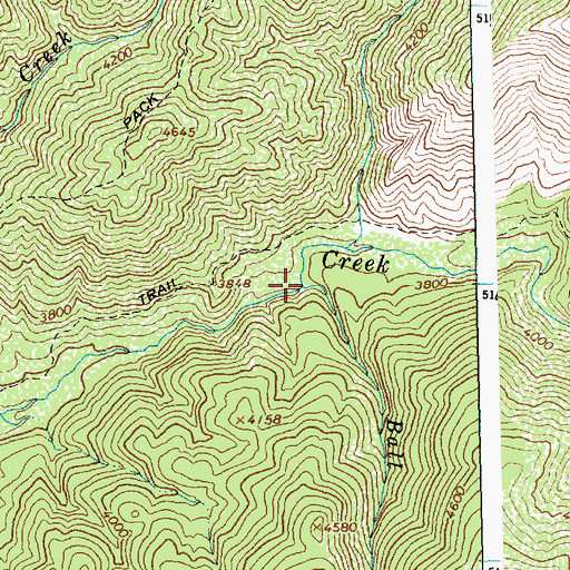 Topographic Map of Ball Creek, ID