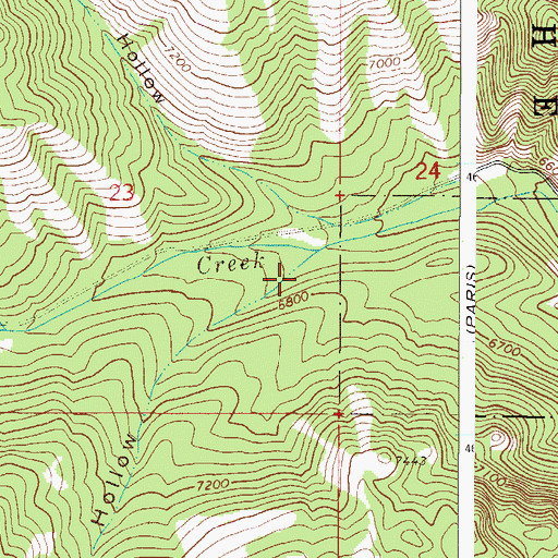 Topographic Map of Balsam Hollow, ID