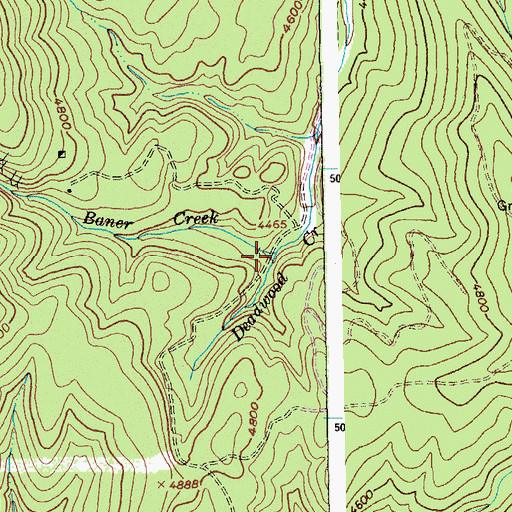 Topographic Map of Baner Creek, ID