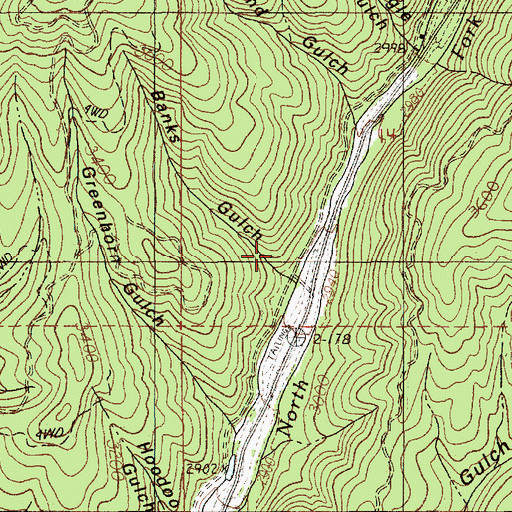 Topographic Map of Banks Gulch, ID