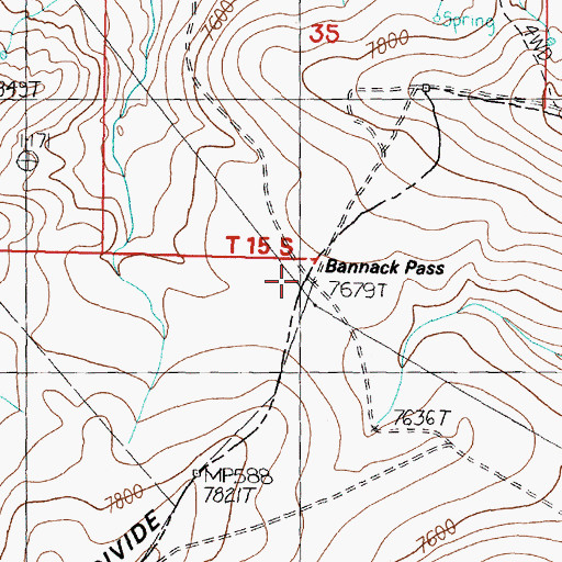 Topographic Map of Bannack Pass, ID