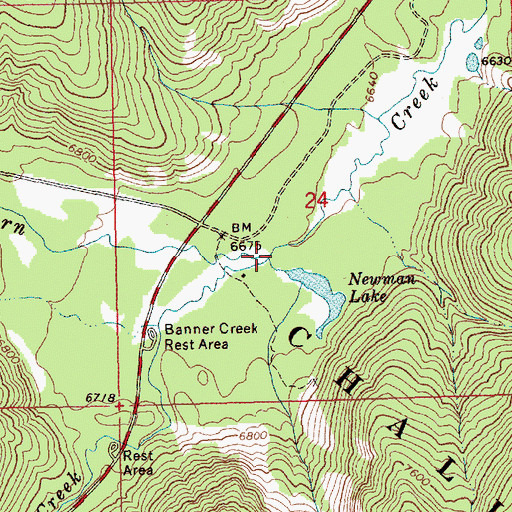 Topographic Map of Banner Creek, ID