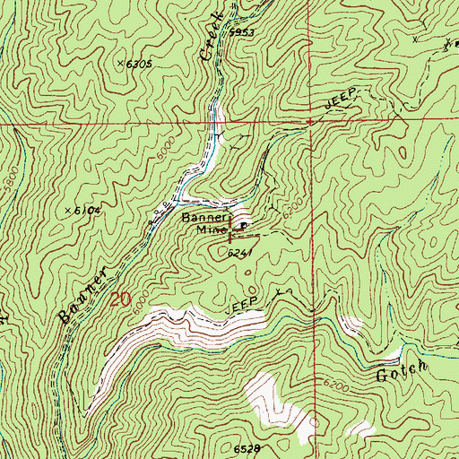 Topographic Map of Banner Mine, ID