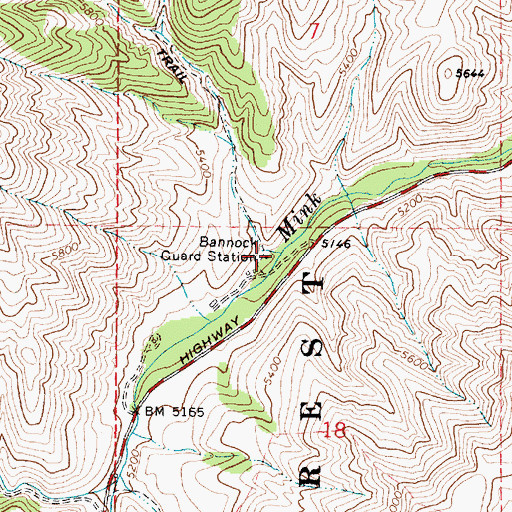 Topographic Map of Bannock Guard Station, ID