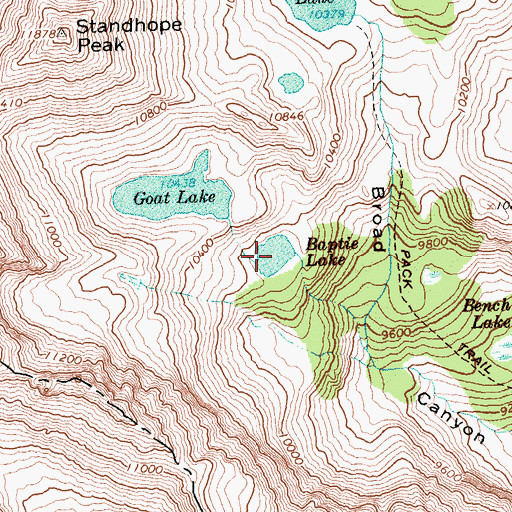 Topographic Map of Baptie Lake, ID
