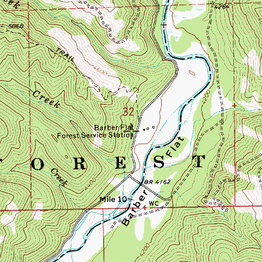 Topographic Map of Barber Flat Forest Service Station, ID