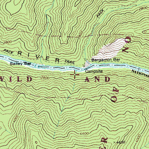Topographic Map of Bargamin Bar Campsite, ID