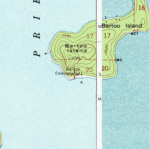Topographic Map of Baritoe Campground, ID