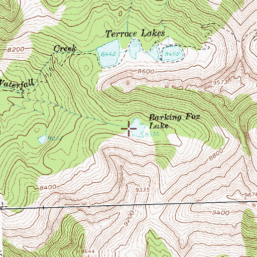 Topographic Map of Barking Fox Lake, ID